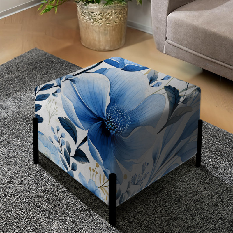 Watercolor Whimsy Blue Floral Melody - Repose-pieds carré floral