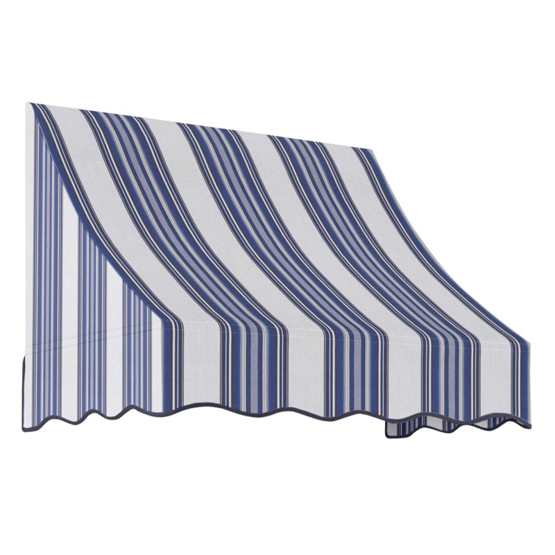 Auvent fixe en tissu acrylique Awantech Nantucket, H 31 po x l 76,5 po x P 24 po, Bleu marine, gris, blanc multicolore