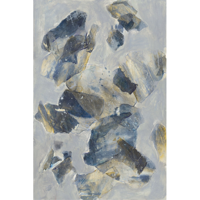 Crystal And Stone II - Painting, 46cm H x 30cm W, Black Floater Framed