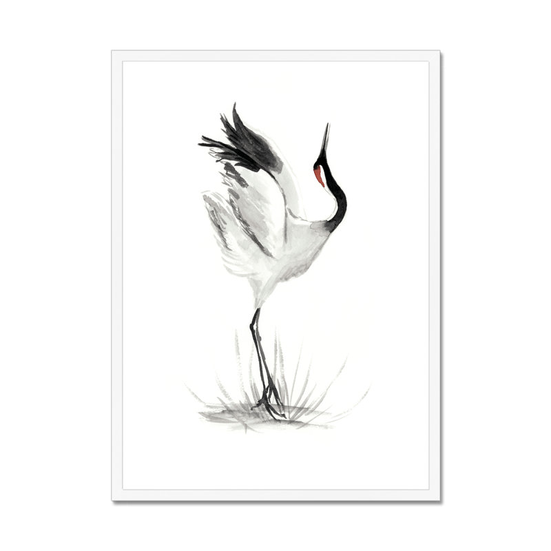 Japanese Cranes I by Naomi McCavitt - Painting, 50cm H x 34cm W, White Framed Paper Print