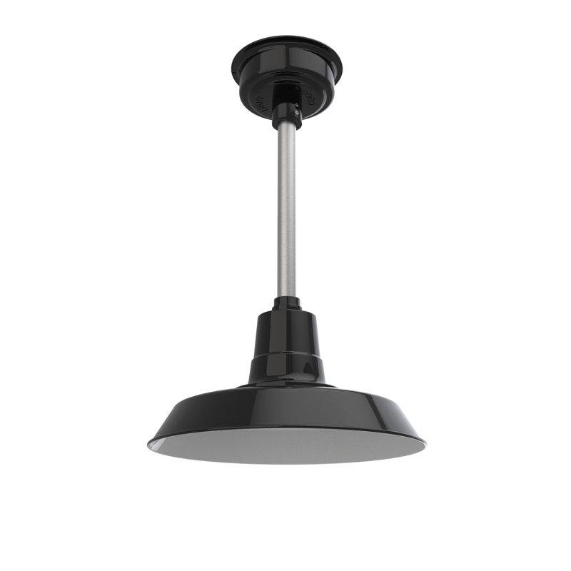 Luminaire suspendu en forme de dôme à 1 lumière DEL Haleigh, H 48 po x l 14 po x P 14 po, Noir / argent Galvanisé