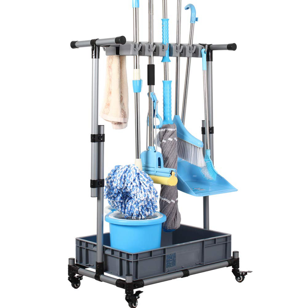 Glorbu Movable Floor-Mounted Mop Rack (10 Racks) | Wayfair