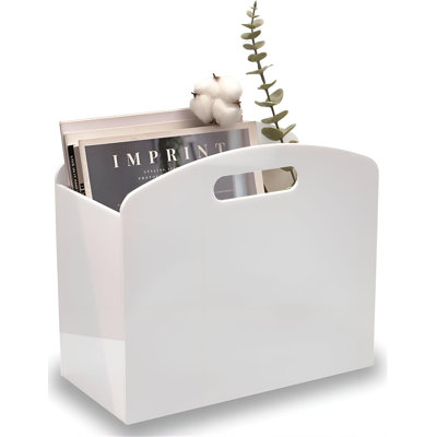White magazine rack - acrylic magazine rack floor, newspaper rack with handle