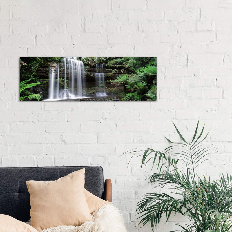 Waterfall in a Forest, Russell Falls, Mt Field National Park, Tasmania, Australia 1 Piece Panoramic Wall Art on Canvas