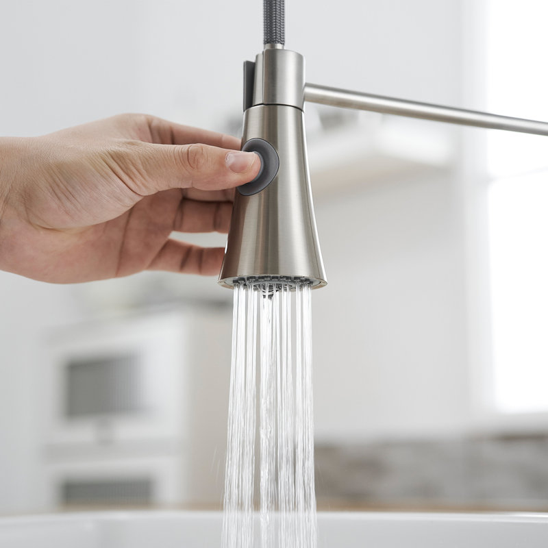 Stainless Steel Kitchen Faucet With Brushed Nickel Pull Out Spray Head - Versatile Applications Easy To Clean, Brushed Nickel