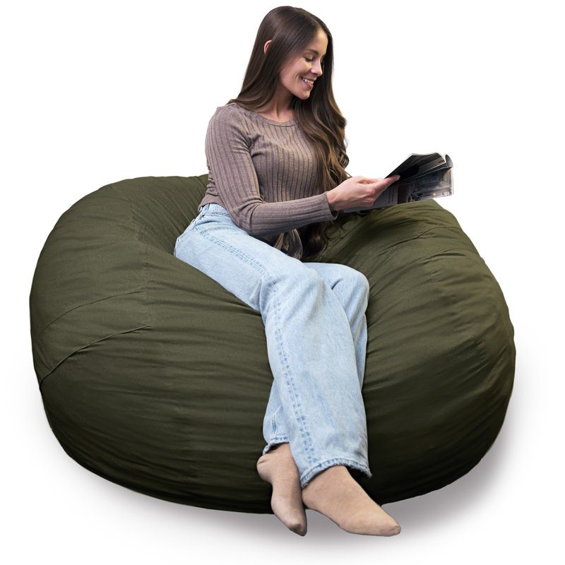 Big Joe Large 4 Foot Foam Filled Bean Bag Chair with Soft Removeable Cover, Forest Green Polyester