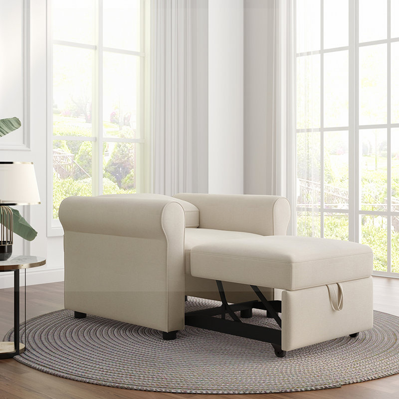Canapé Mirco, Mélange de lin beige
