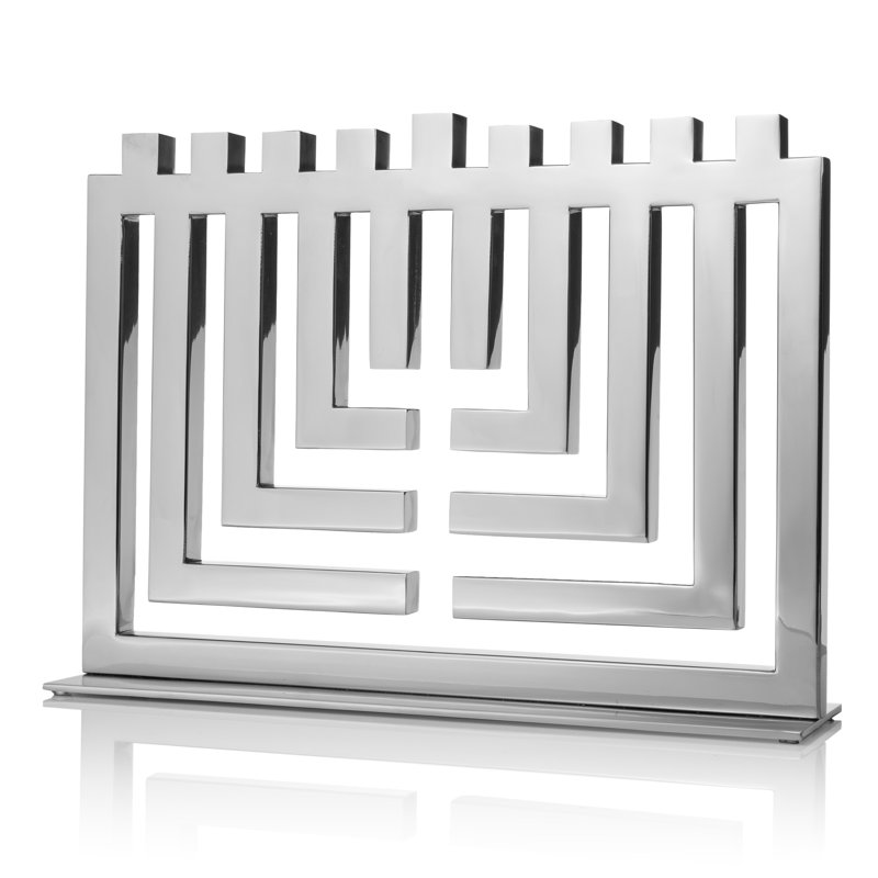 Menorah en acier inoxydable à suspension tridimensionnelle
