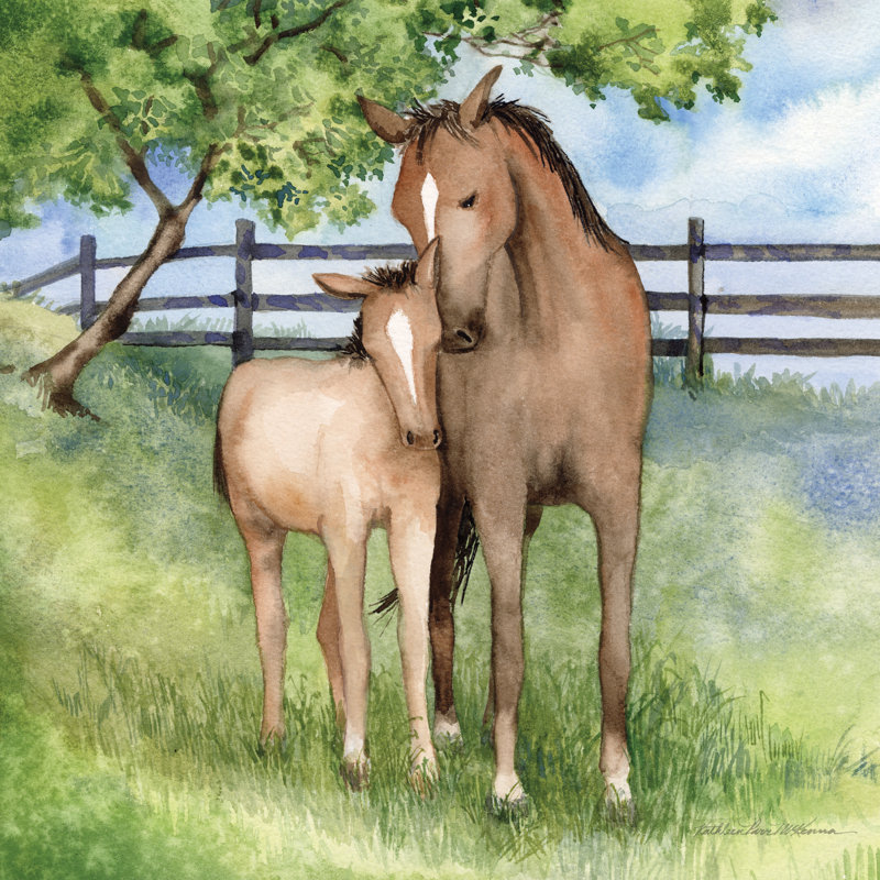 «Farm Family Horses» par Kathleen Parr McKenna, reproduction d'art sur toile tendue, H 12 po x l 12 po