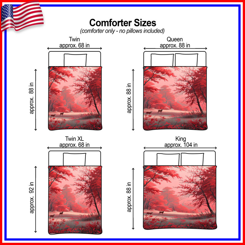 Red Autumn Forest Comforter, Queen