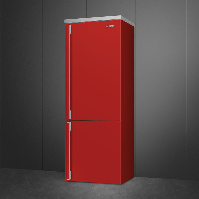 SMEG Portofino 27.7" Bottom Freezer Refrigerator 16.26 cu. ft., Red, Left Handed