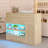55" Reception Desk with LED Lights, Double-Layer Display Rack, L-Shaped Front Desk Reception Room Table Drawer With Lock-1722814936