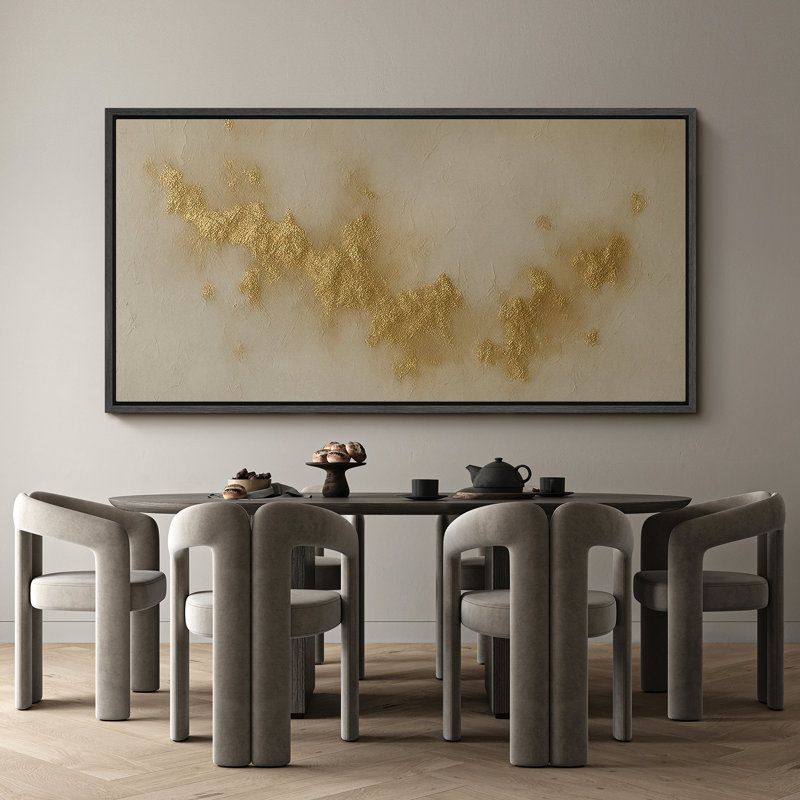 Grande impression sur toile encadrée - reproduction abstraite neutre pour décoration murale minimaliste moderne, Noir