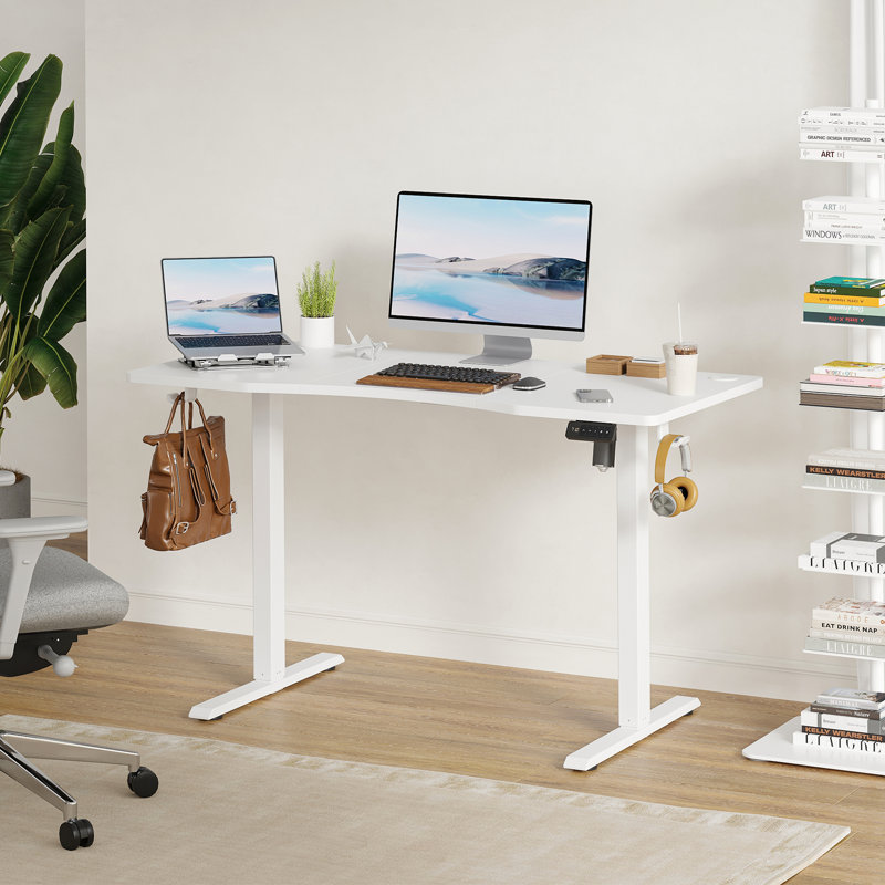 Buchholtz 120cm W Board Height Adjustable Rectangle Standing Desk, White