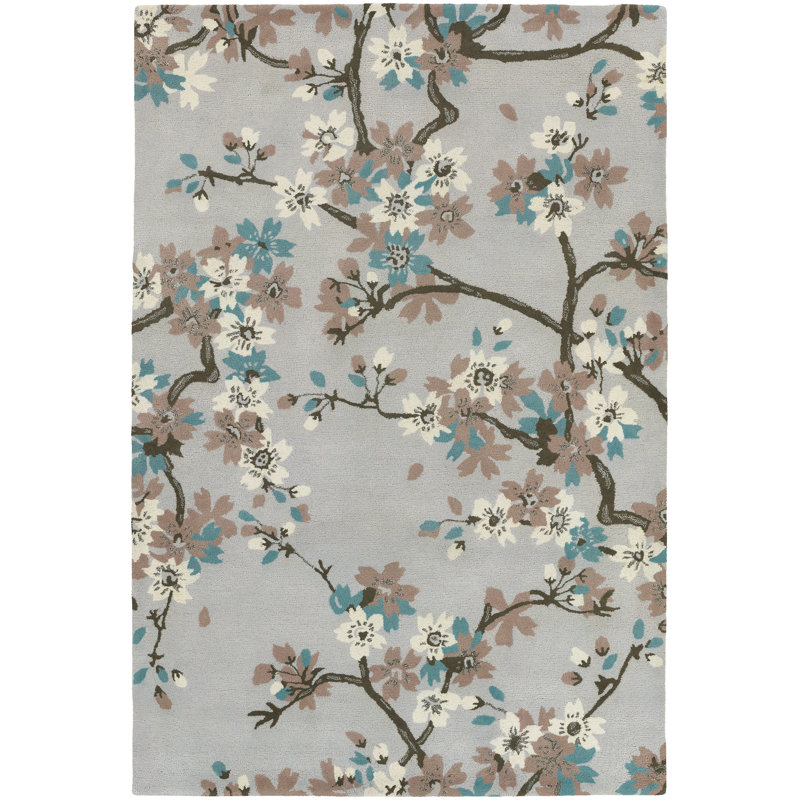 Tapis en laine de couleur cerisier floral Fitzgerald, 5'x7'6"