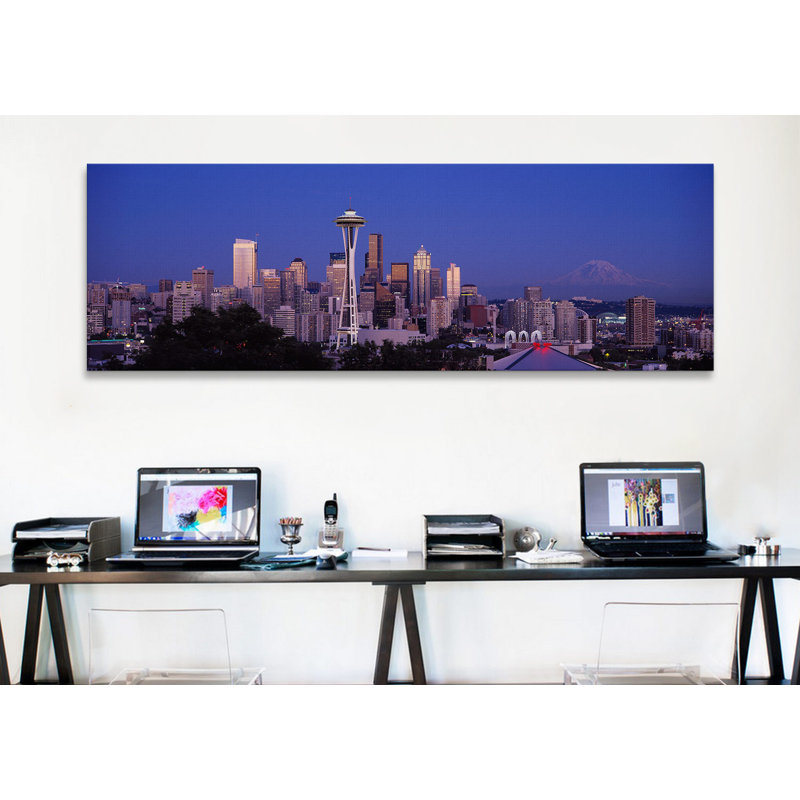 «Panoramic Skyscrapers in a City, Seattle, Washington State», reproduction de photo sur toile, H 12 po x l 36 po x P 1,5 po