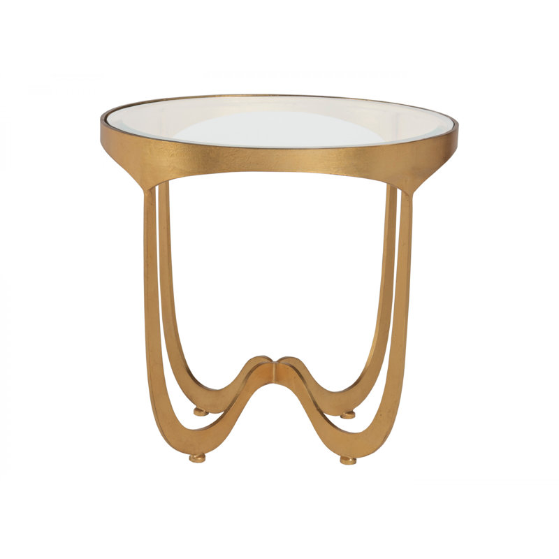 Table de bout ronde en métal Sophie, Feuille d'or