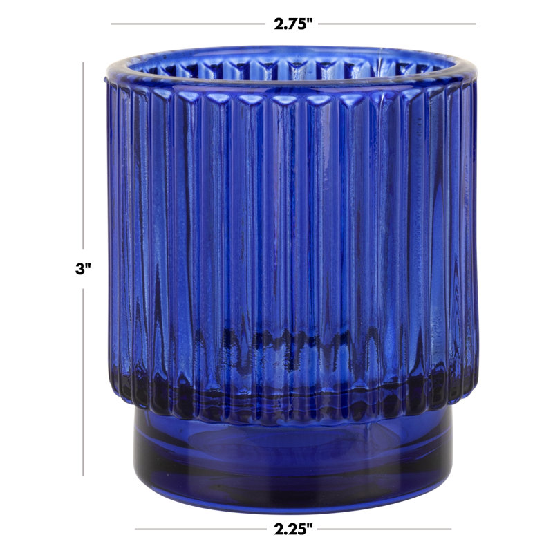 2.25'' H Glass Tabletop Votive Holder, Navy Blue