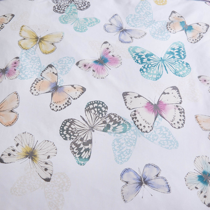 Scatter Butterfly Duvet Cover Set With Pillowcases Grey, Double - 2 Standard Pillowcase