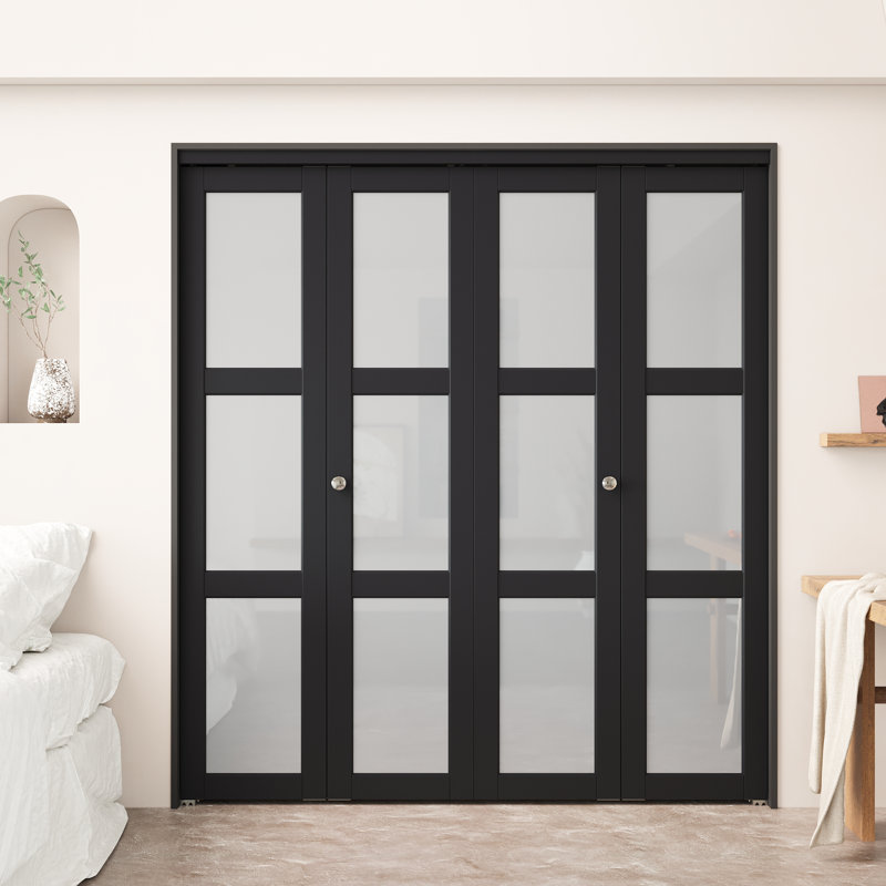 Porte double pliante 48 po x 80 po en bois manufacturé massif l 48 po x H 77 po avec trousse de quincaillerie d'installation