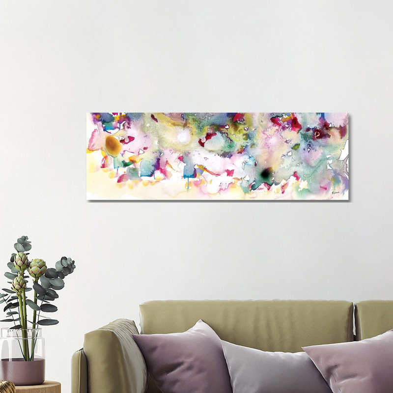 Magenta Field by Hodaya Louis - Panoramic Painting on Canvas, Wrapped Canvas, 121.92 cm H x 40.64 cm W x 1.91 cm D