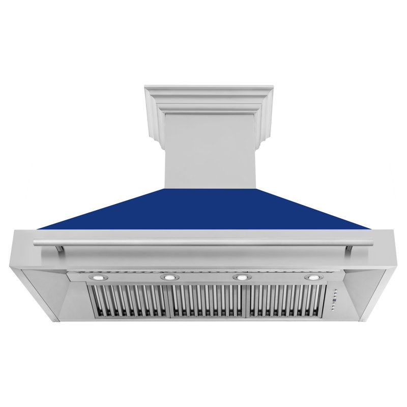 48" 700 CFM Ducted Wall Mount Range Hood, Blue Gloss