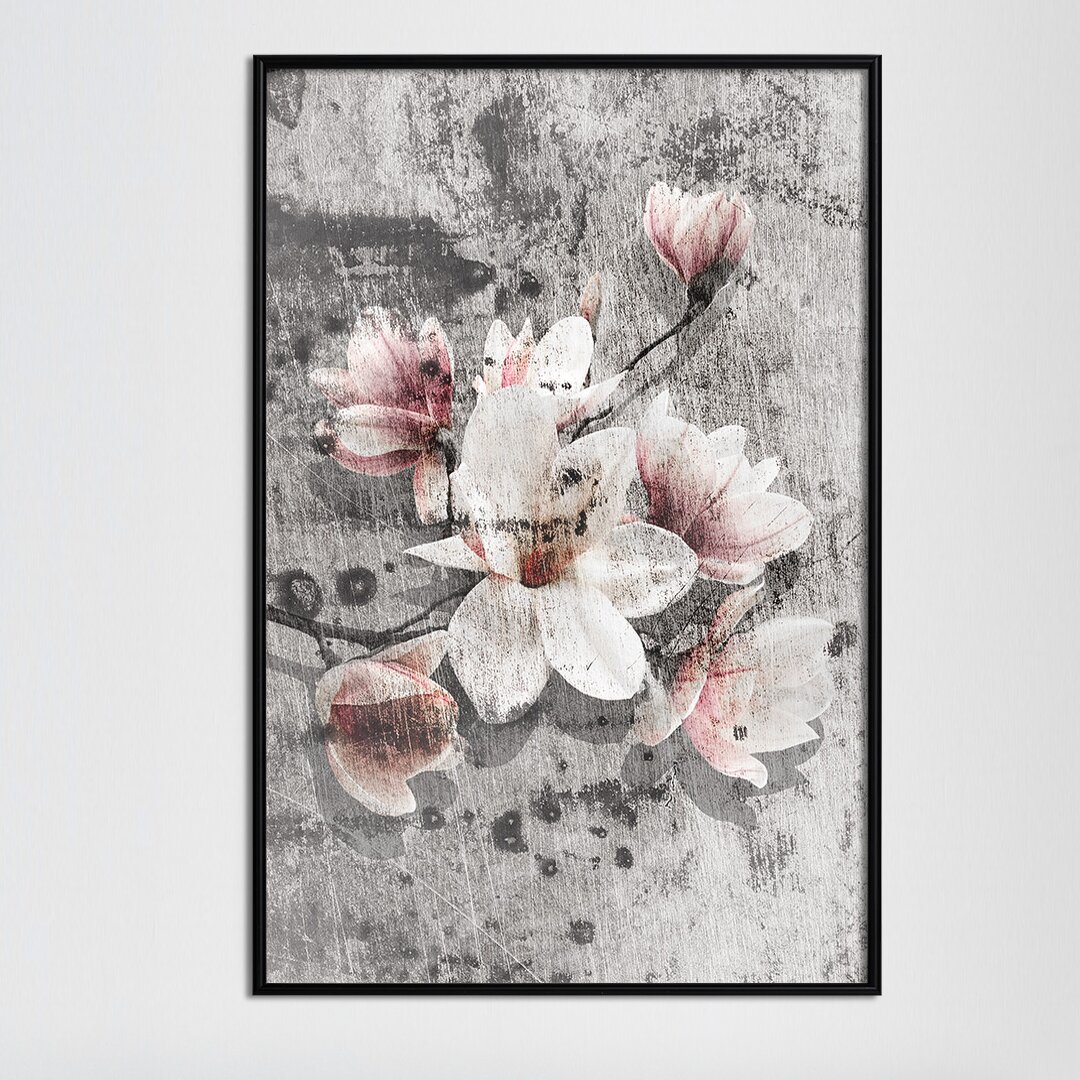 Gerahmter Grafikdruck Flowers on Concrete