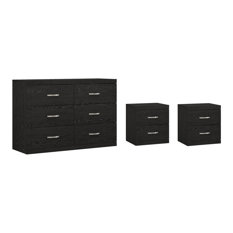 Avigail 2 Pieces Bedroom Set, Dark Gray Oak