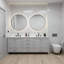 Meuble-lavabo double 84 po avec comptoir et lavabo 84 po, structure en bois massif, gris