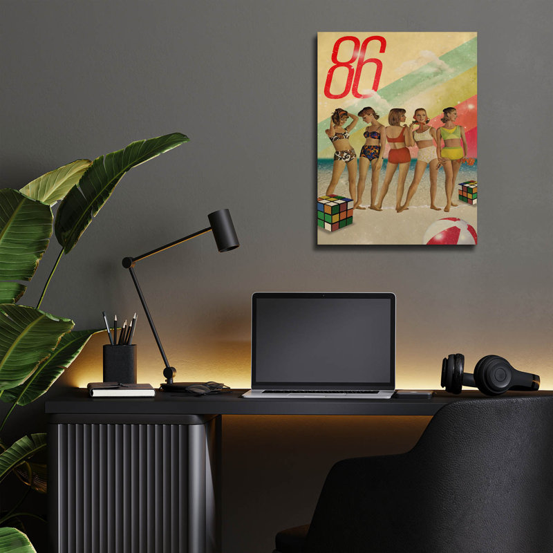 «Beach Days Are Over» par Elo Marc, art mural en verre acrylique, H 16 po x l 12 po x P 0,13 po