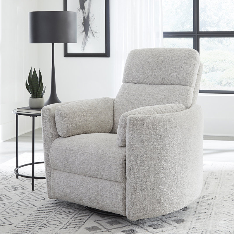 Bre 40" Upholstered Swivel Glider Manual Recliner, Gray