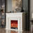 Beige Solid Wood Electric Fireplace