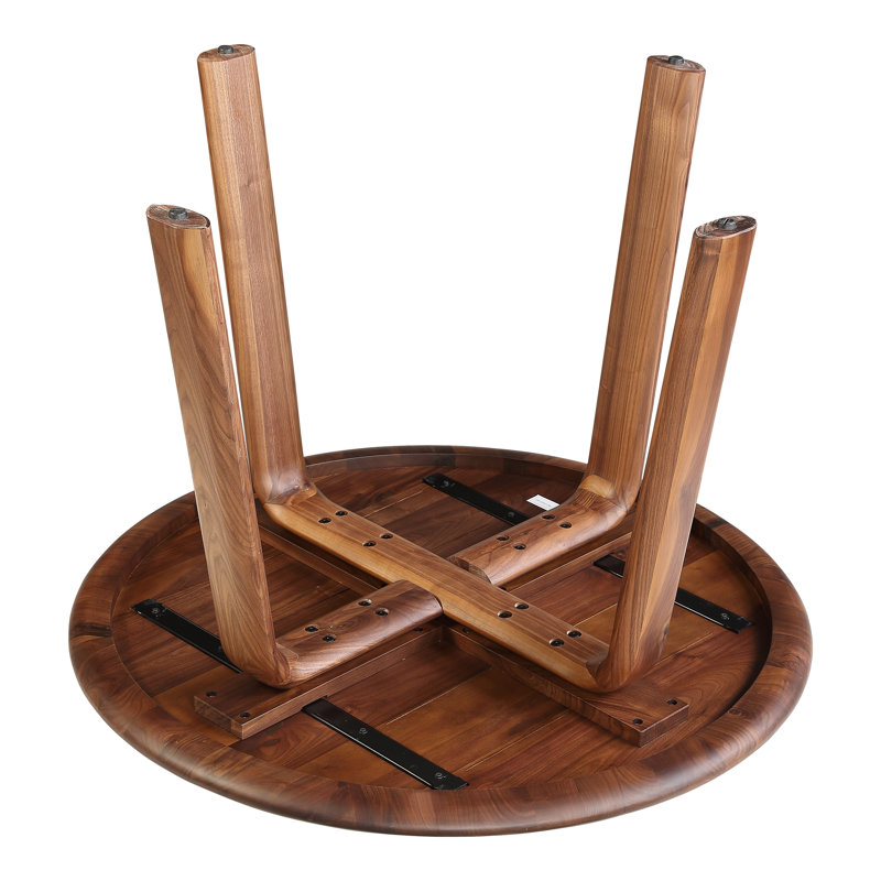 Malibu Round Solid Wood Dining Table, Brown