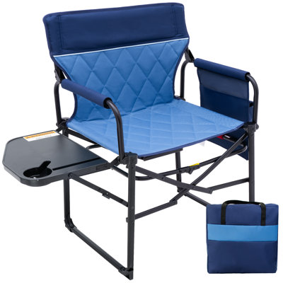 Camping Directors Chair With Side Table And Pocket, Portable Folding Chairs With Compact Size