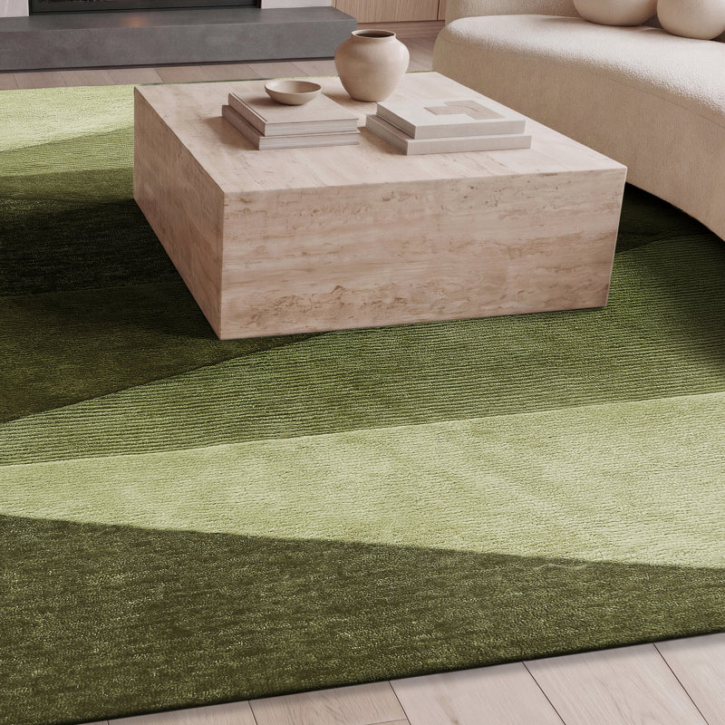 Arlo Hand Tufted Wool Geometric Area Rug in Green, 8'6" x 11'6"
