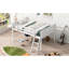 Lit mezzanine bas en bois blanc avec grimpeur portatif