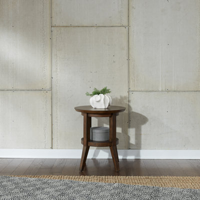 Arees Round End Table w/ Tapered Legs & One Shelf