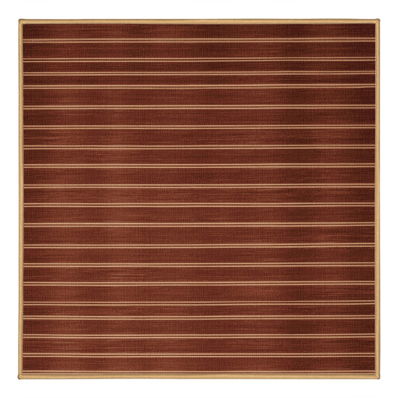 Tapis brun à rayures horizontales lavable à la machine, Carré 8 pi