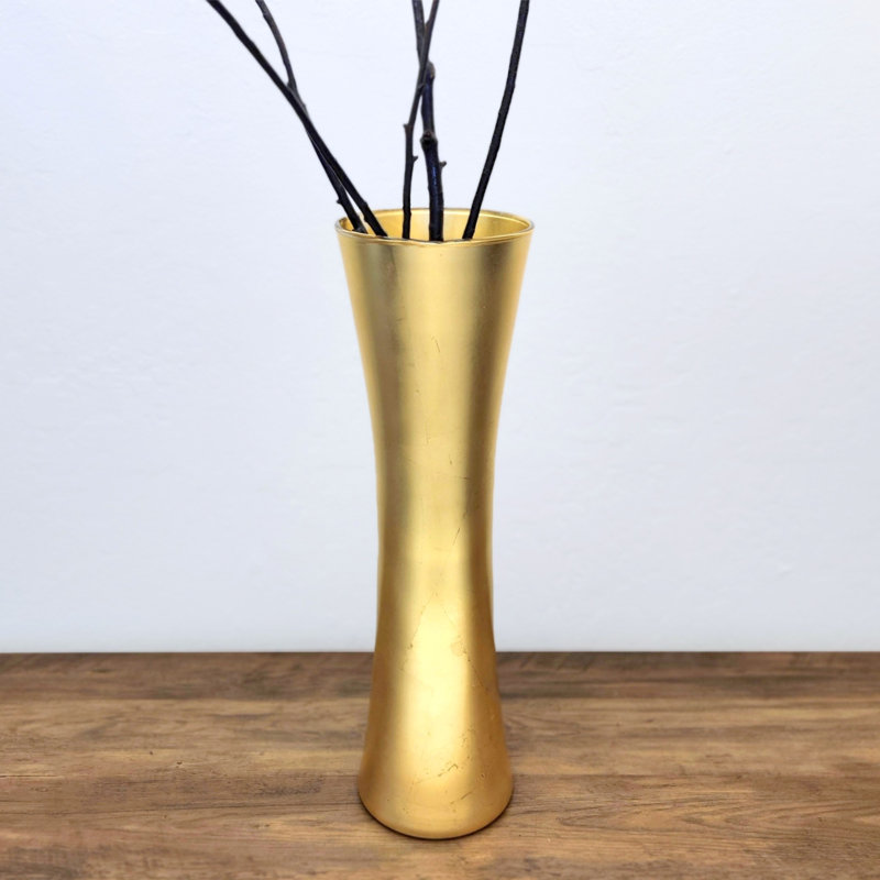 Vase en verre doré massif, Hauteur totale - 19,75 po, Doré