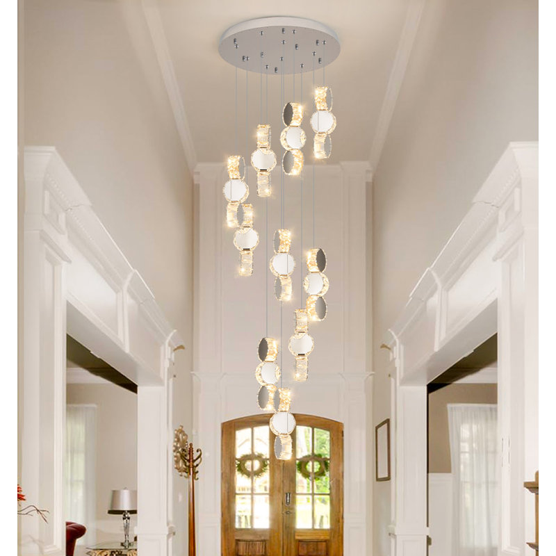 Lustre à DEL moderne en cristal 10 lumières à intensité variable Glam