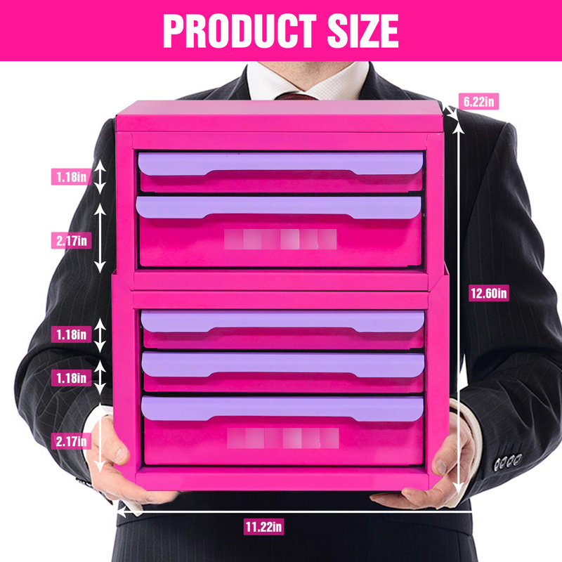 Five - Drawer Purple And Rose Red Type Storage Box For Cosmetics, Hairbrush Food Storage, Material, Easy To Clean, Stackable Design Medicine, Desk Accessories Home Cold Rolled Steel, Maintenance,