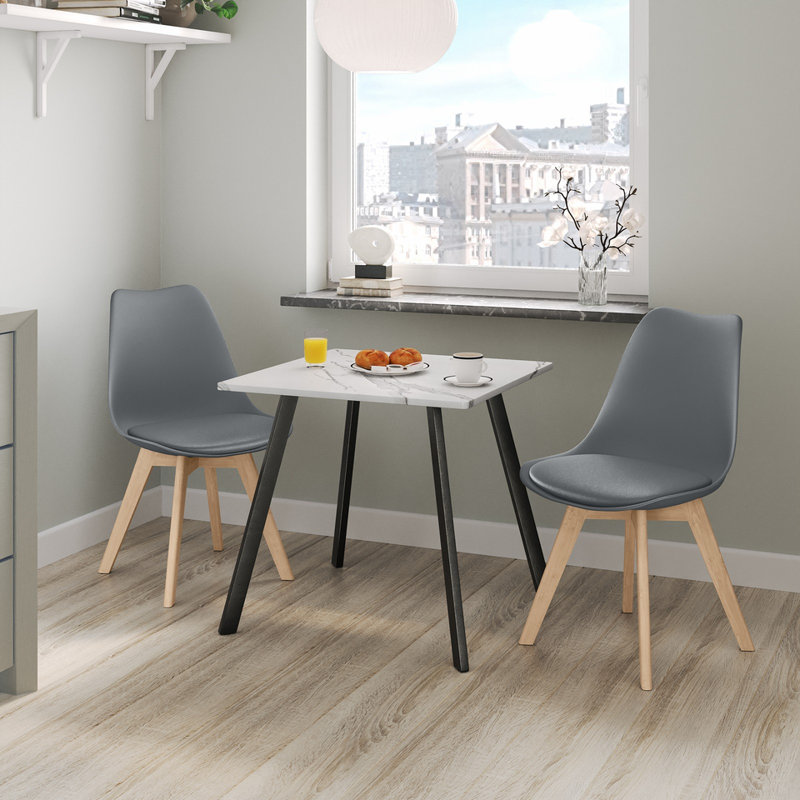 2 - Person Dining Set, White Marble / Ocean