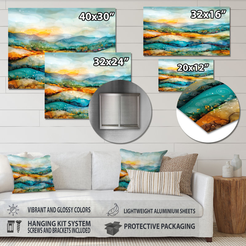 «Whispers In The Wind Abstract Prairies II», impression d'art sur paysages, prairies, H 12 po x l 20 po x P 0,84 po