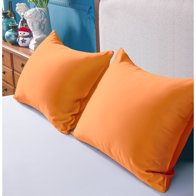 Taie d'oreiller en satin, Standard, Orange