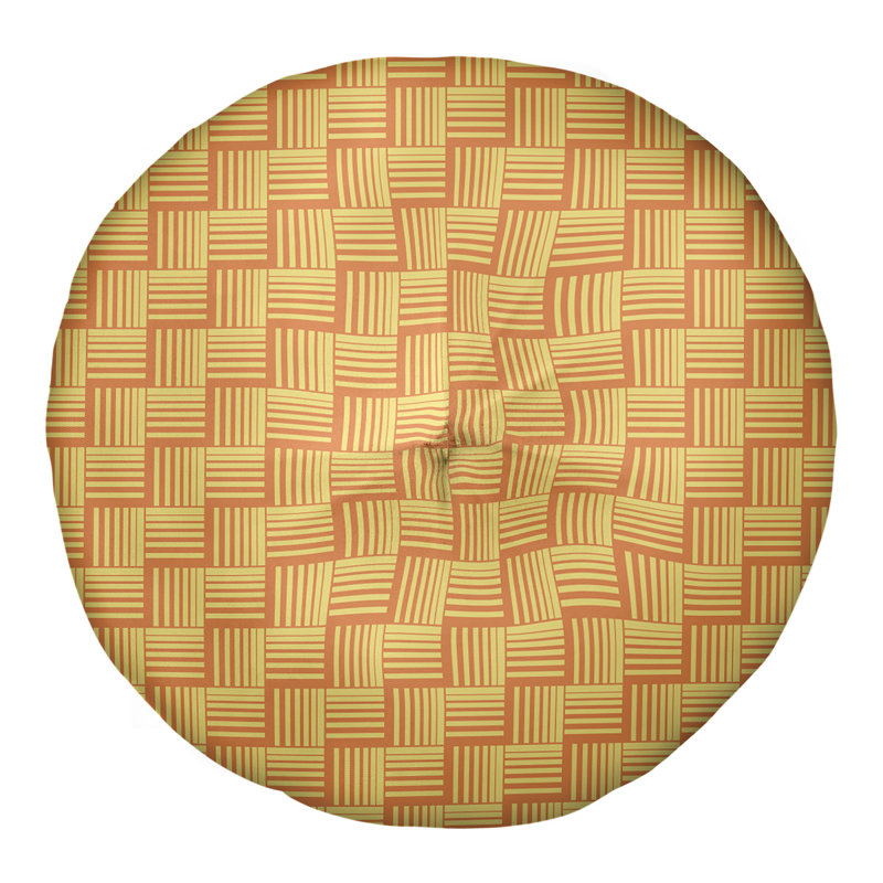Coussin de sol classique à rayures Baskettressées, 30 po x 30 po, Orange/jaune