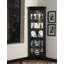 Vitrine de coin lumineuse à 4 tablettes en noir Oxford
