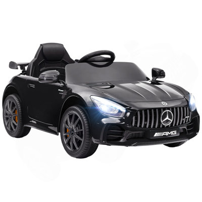 Voiture électrique QAB pour enfants certifiée AMG GTR 12V QAB, voiture électrique à piles pour enfants avec télécommande, roues de transport, démarrage en douceur, lumières, musique, klaxon et 3 vitesses pendant 3 à 6 ans, noir