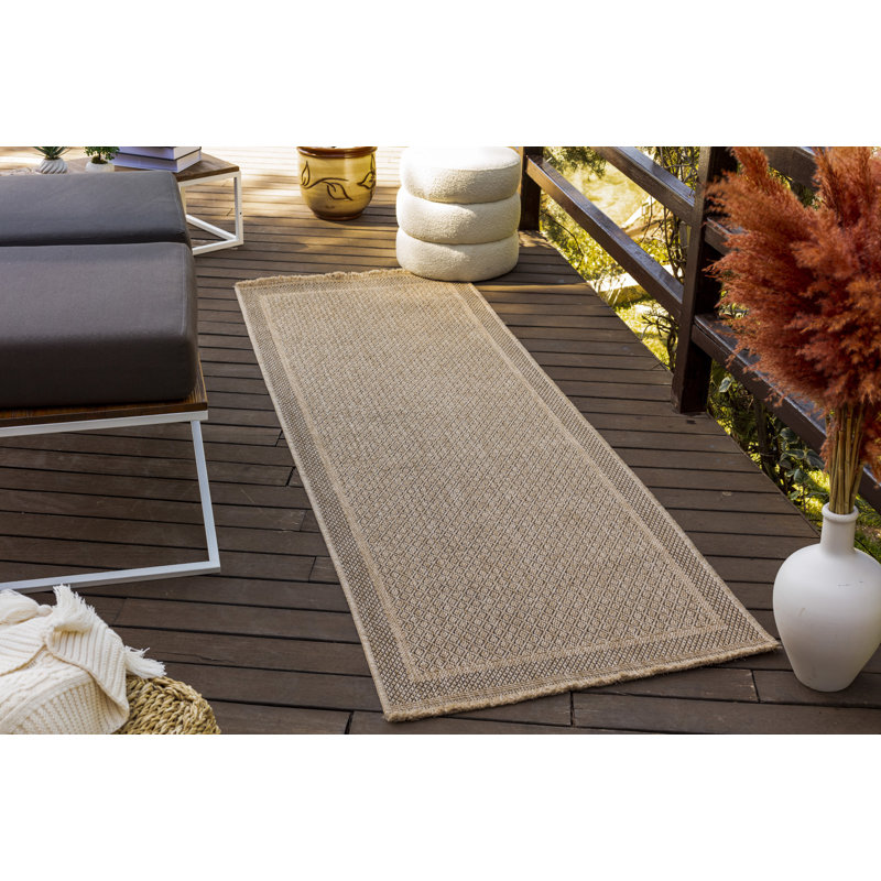Ailn Boho Jute-Look Beige Area Rug, Runner 78 x 213cm