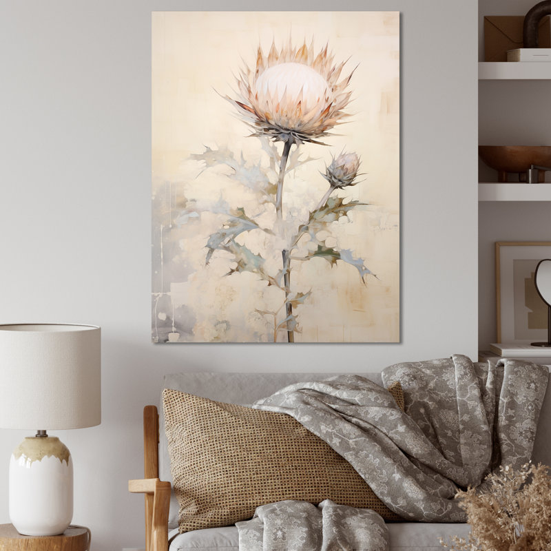 Impressions d'art murales sur chardon beige, H 44 po x l 34 po, Toile tendue