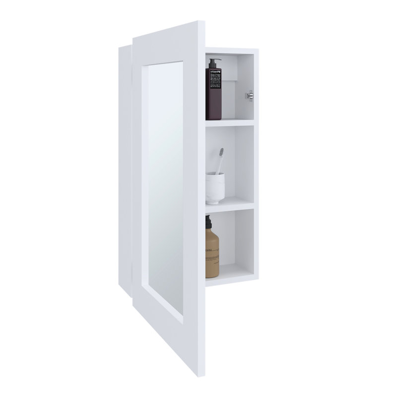 Armoire de salle de bain étroite 25,7 po x l 15,7 po blanche - peu encombrante, 3 tablettes intérieures, superbe porte en miroir, facile à installer, à installer et à l'intérieur des tablettes
